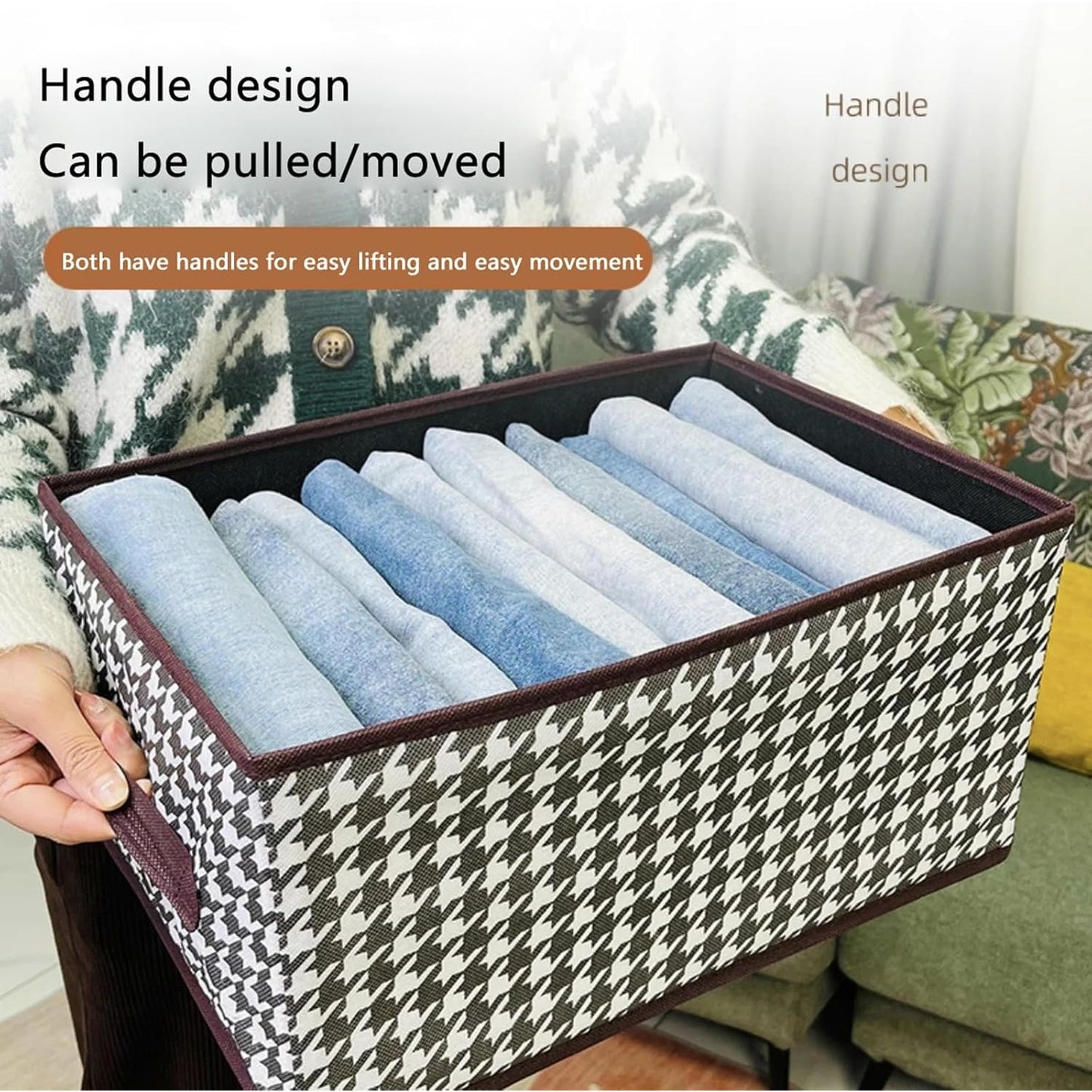 Cutie De Depozitare, selexmo, Pentru Haine, Lenjerie, Sosete Si Sutiene, Material Textil, 7 Compartimente, 44x30x20 cm, Culoare Alb-Negru