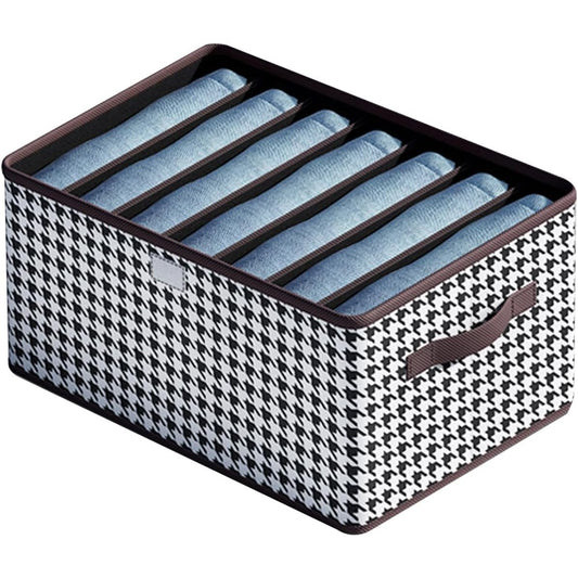 Cutie De Depozitare, selexmo, Pentru Haine, Lenjerie, Sosete Si Sutiene, Material Textil, 7 Compartimente, 44x30x20 cm, Culoare Alb-Negru