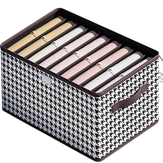 Cutie De Depozitare, selexmo, Pentru Haine, Lenjerie, Sosete Si Sutiene, Material Textil, 9 Compartimente, 44x30x20 cm, Culoare Alb-Negru