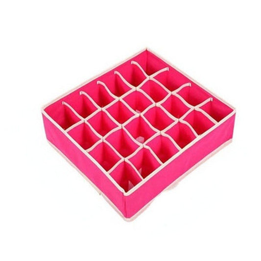 Cutie De Depozitare, selexmo, Pentru Lenjerie, Sosete Si Sutiene, Material Textil, 24 Compartimente, 32 x 32 x 10 cm, Culoare Roz