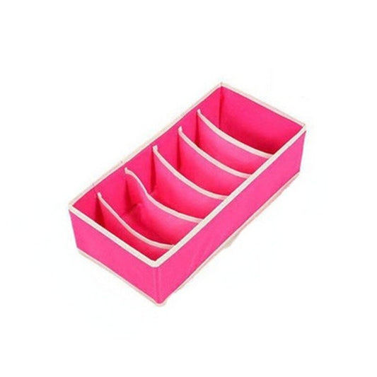 Cutie De Depozitare, selexmo, Pentru Lenjerie, Sosete Si Sutiene, Material Textil, 6 Compartimente, 32 x 16 x 10 cm, Culoare Roz