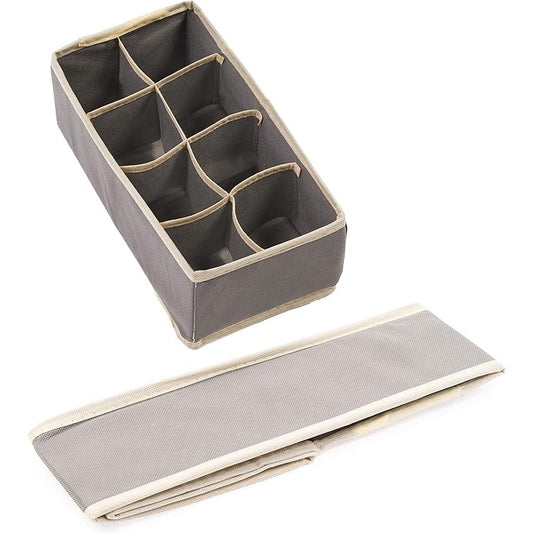 Cutie De Depozitare, selexmo, Pentru Lenjerie, Sosete Si Sutiene, Material Textil, 8 Compartimente, 32 x 16 x 10 cm, Culoare Gri