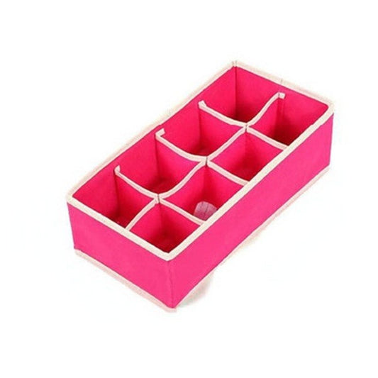 Cutie De Depozitare, selexmo, Pentru Lenjerie, Sosete Si Sutiene, Material Textil, 8 Compartimente, 32 x 16 x 10 cm, Culoare Roz