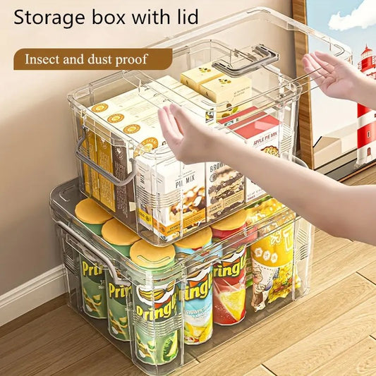 Cutie De Depozitare, selexmo, Tip Valiza, pentru Alimente, Jucarii, Accesorii, Transparent-Gri, Marime L, 38.5x27.5x22 cm