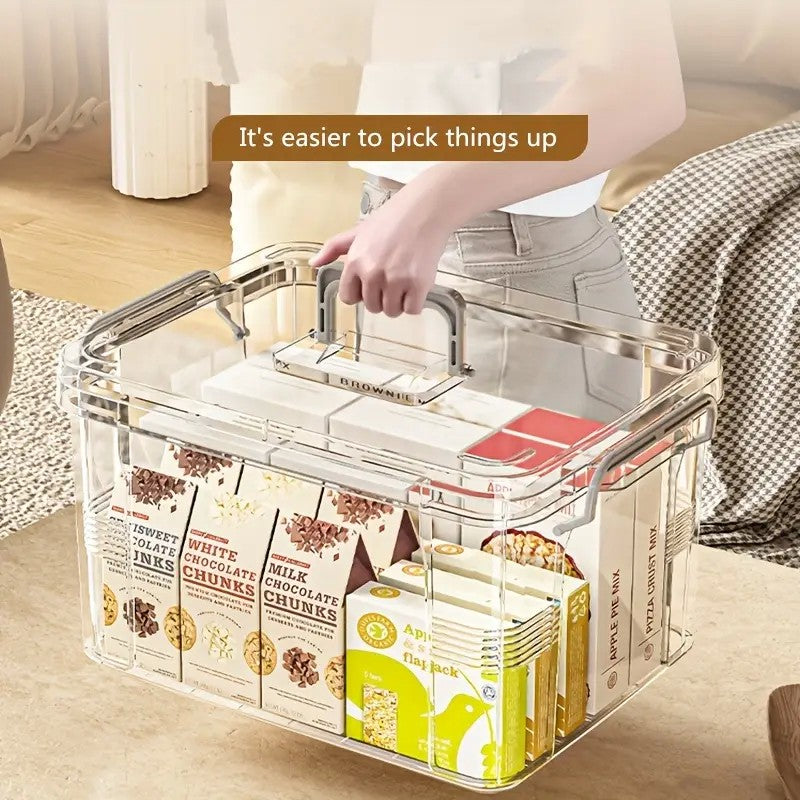 Cutie De Depozitare, selexmo, Tip Valiza, pentru Alimente, Jucarii, Accesorii, Transparent-Gri, Marime S, 24x17x13.5 cm