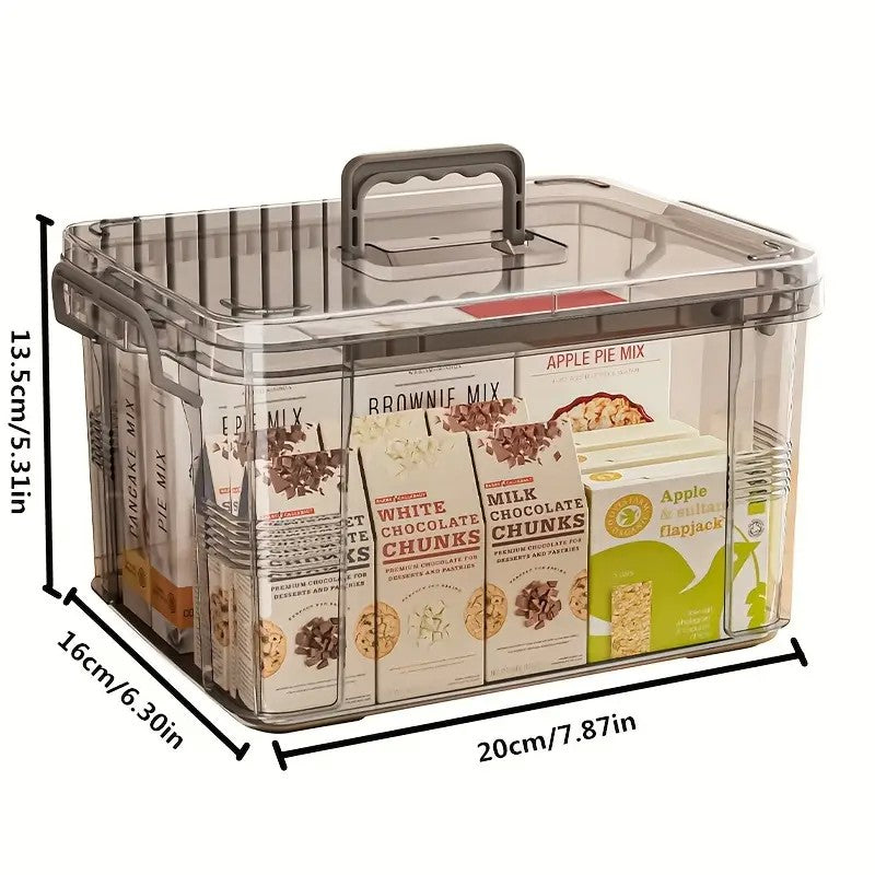 Cutie De Depozitare, selexmo, Tip Valiza, pentru Alimente, Jucarii, Accesorii, Transparent-Gri, Marime S, 24x17x13.5 cm