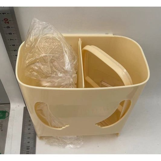 Cutie de Depozitare, selexmo, Montare Perete, Adeziv, Fara Perfoare, din ABS, Model Urs, 18 x 11 x 25 cm, Crem