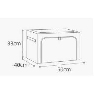 Cutie de Depozitare Pliabila, selexmo, 66 L, din Bumbac si In, 50x40x33 cm, Fereastra Frontala, 2 Usi de Acces cu Fermoar Bidirectional, Cadru Metalic, Suport Baza Stabil din Plastic, Bleu