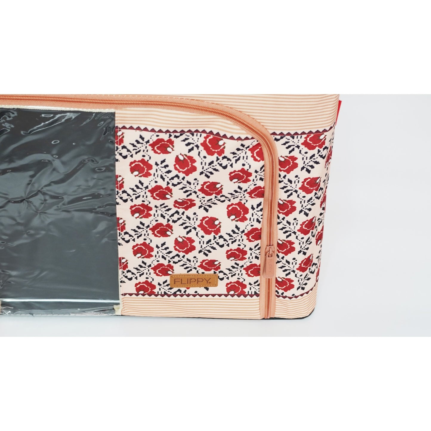 Cutie de Depozitare Pliabila, selexmo, 66 L din Bumbac si In, 52 x 42 x 39 cm, Fereastra Frontala, 2 Usi de Acces cu Fermoar Bidirectional, Cadru Metalic, Suport Baza Stabil din Plastic, Motiv Traditional Model 7