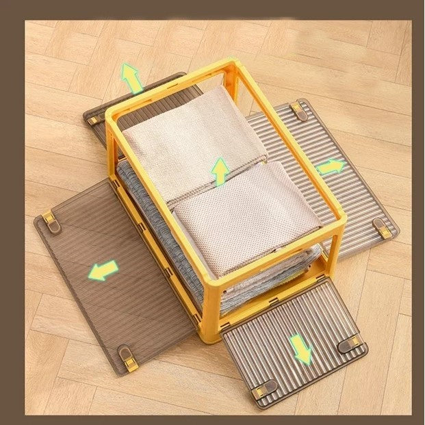 Cutie de depozitare pliabila, selexmo, Cu capac, 40 L, Plastic, 47x35x24.5 cm, Portocaliu