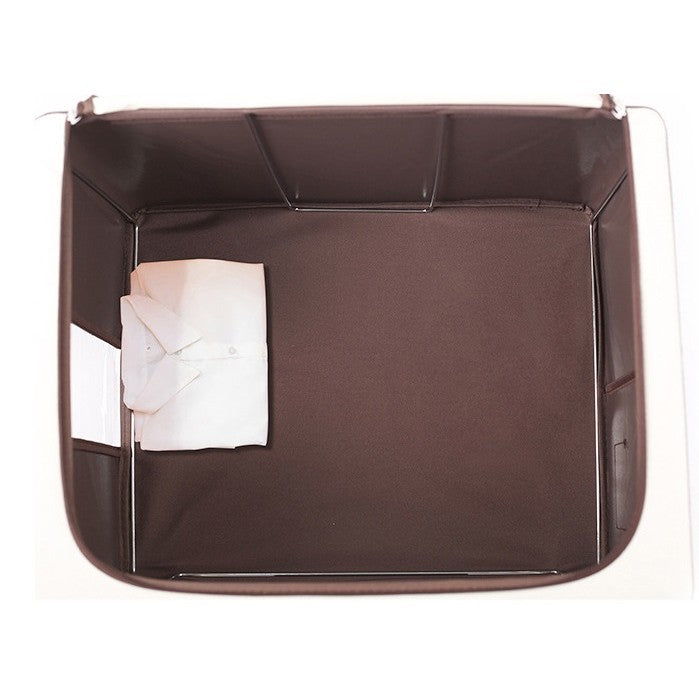 Cutie de Depozitare Pliabila, selexmo, Cu Fereastra si Fermoar Dublu, 66 L, Textil Premium, 50x40x33 cm, Cadru Metalic, Impermeabila, Maro