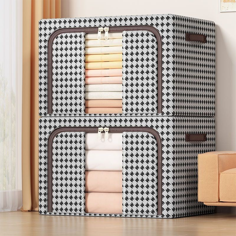 Cutie de Depozitare Pliabila, selexmo, Cu fermoar Bidirectional, 100 L, Textil, 60x42x40 cm, Cadru Metalic, o Fereastra, Suport Baza Stabil din Plastic, Design Zebra, Alb Negru