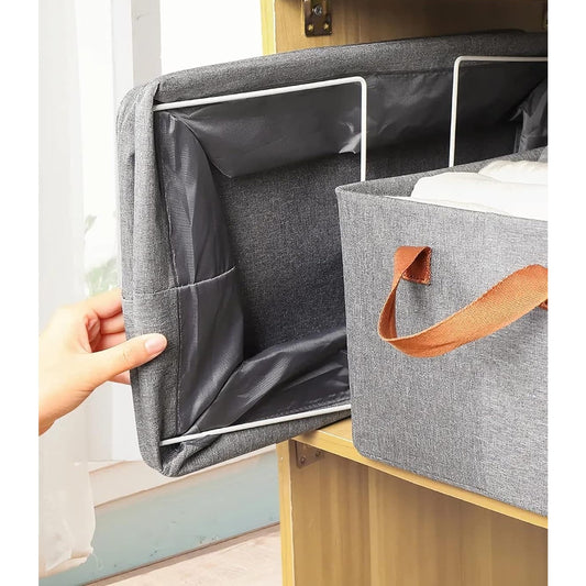 Cutie de Depozitare Tip Cos, selexmo, Material Textil, Pliabila, 47x28x20 cm, 35 l, Cadru Metalic, cu Manere, Maro