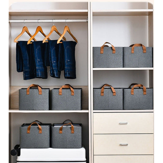 Cutie de depozitare tip cos, selexmo, textil, pliabila, 47x28x20 cm, cadru metalic, cu manere, gri