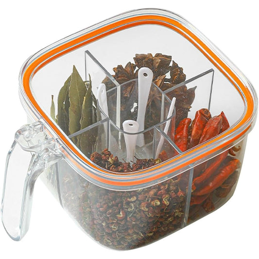 Cutie Depozitare Alimente, selexmo, din Plastic/Silicon, 20 x 10 x 10 cm, 5 Compartimente, Alb/Portocaliu