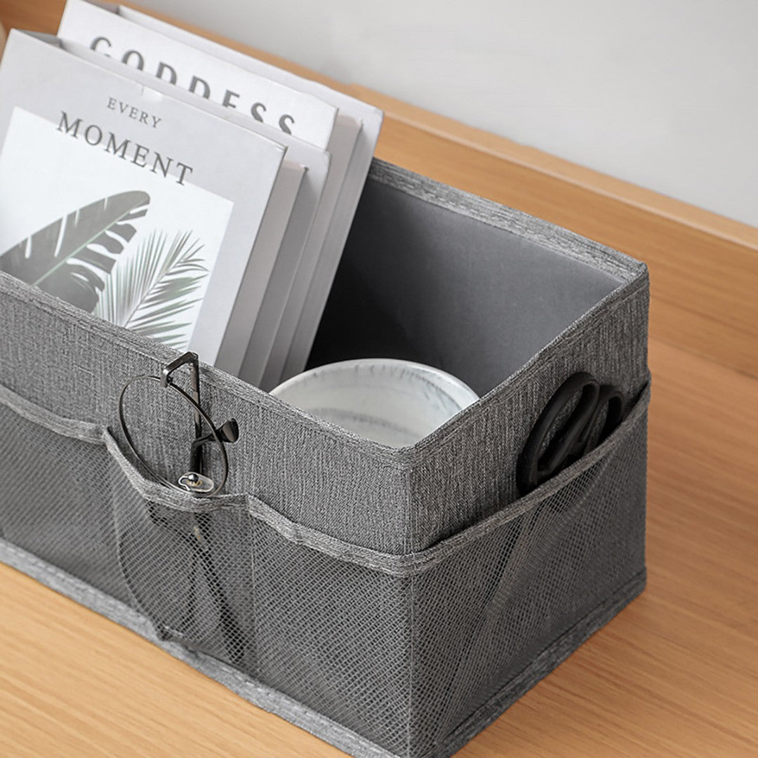 Cutie Depozitare cu Cadru Metalic, selexmo, pentru Bucatarie, snacksuri, pliabila din poliester Oxford, 30 x 15 x 15 cm Gri