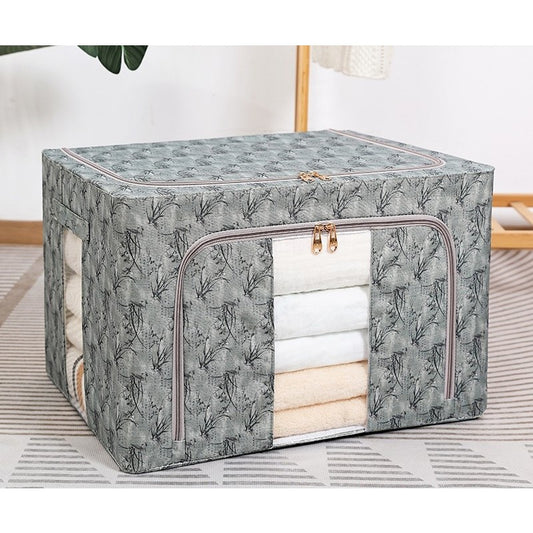 Cutie Depozitare, selexmo, 66L, din Material Textil, 50 x 40 x 33 cm, pentru Haine si Lenjerii, Model Bambus, Verde
