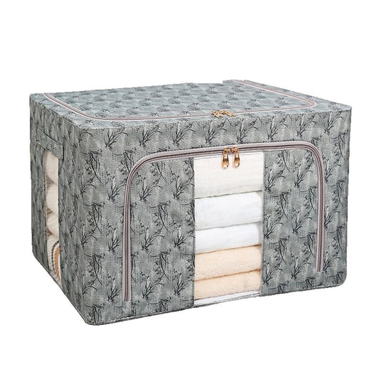 Cutie Depozitare, selexmo, 66L, din Material Textil, 50 x 40 x 33 cm, pentru Haine si Lenjerii, Model Bambus, Verde