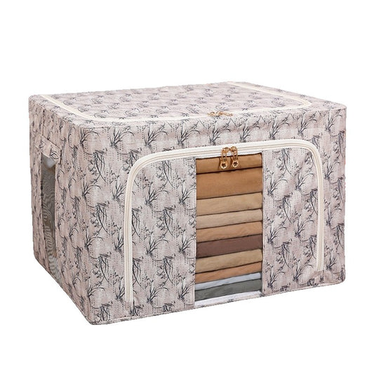 Cutie Depozitare, selexmo, 66L, din Material Textil, 50 x 40 x 33 cm, pentru Haine si Lenjerii, Model Bambus, Galben