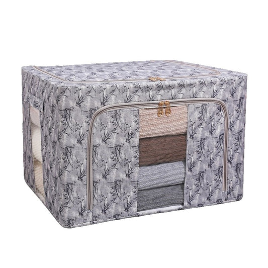 Cutie Depozitare, selexmo, 66L, din Material Textil, 50 x 40 x 33 cm, pentru Haine si Lenjerii, Model Bambus, Negru