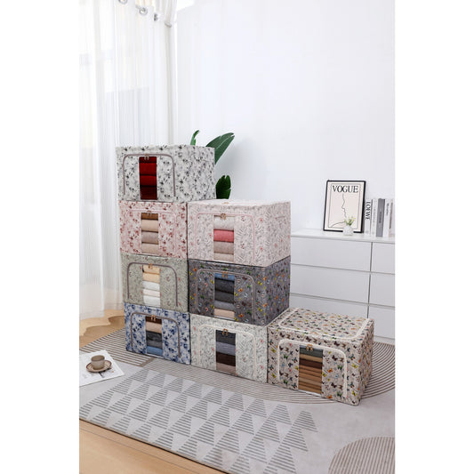 Cutie Depozitare, selexmo, 66L, din Material Textil, 50 x 40 x 33 cm, pentru Haine si Lenjerii, Model Fluturasi, Multicolor