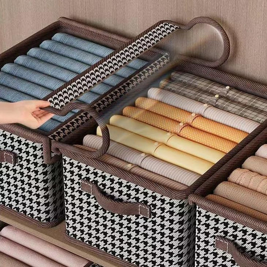 Cutie Depozitare, selexmo, Capac Transparent, Model In Carouri, Model Mare, Maro