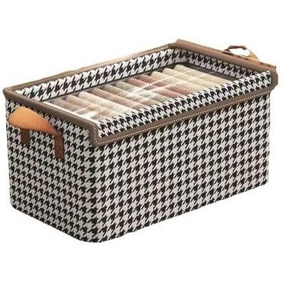 Cutie Depozitare, selexmo, Capac Transparent, Model In Carouri, Model Mare, Maro