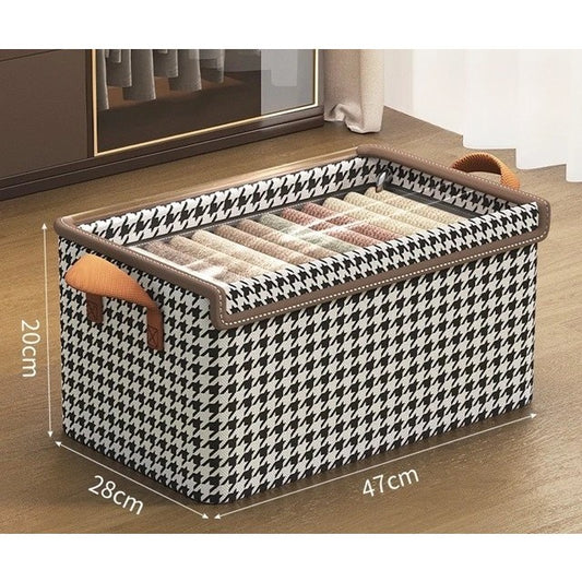 Cutie Depozitare, selexmo, Capac Transparent, Model In Carouri, Model Mediu, Maro