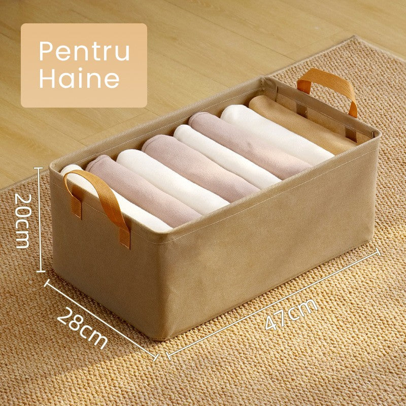 Cutie Depozitare selexmo, pentru Haine, lucruri, din Textil cu Cadru Metalic, Manere Laterale, forma Dreptunghiulara, 47 x 28 x 20 cm, volum 26 L, Kaki