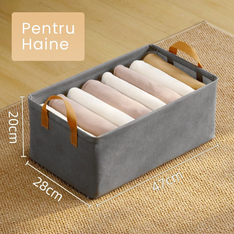 Cutie Depozitare selexmo, pentru Haine, lucruri, din Textil cu Cadru Metalic, Manere Laterale, forma Dreptunghiulara, 47 x 28 x 20 cm, volum 26 L, Gri