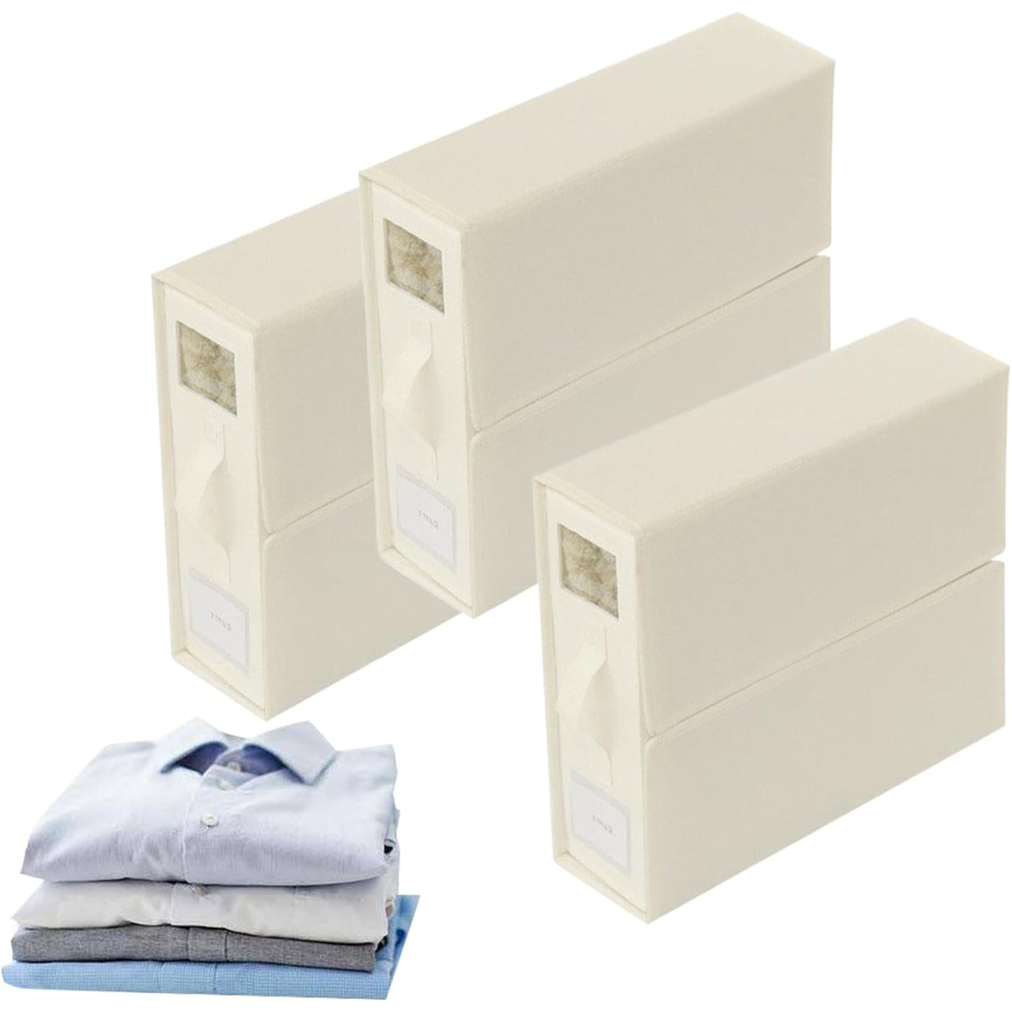 Cutie Depozitare Lenjerii de Pat, selexmo, Pliabila, Capacitate 18l, 38x33x12 cm, din Panza Oxford cu PP Incorporat, Fereastra Vizibila, Alb Ivoir