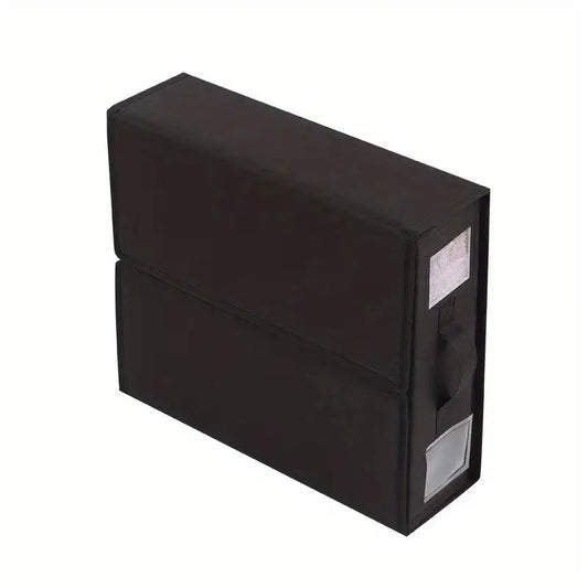 Cutie Depozitare Lenjerii de Pat, selexmo, Pliabila, Capacitate 18l, 38x33x12 cm, din Panza Oxford cu PP Incorporat, Fereastra Vizibila, Negru