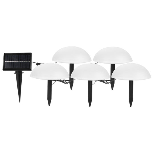 Decoratiune pentru gradina, Selexmo, lampa solara in forma de ciuperca, 5 ciuperci, alb cald