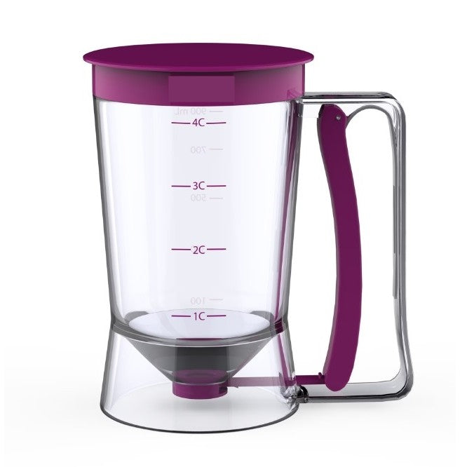 Dispenser de aluat pentru prajituri, Batter Dispenser, din plastic, maner cu arc, 900 ml, usor de manipulat si utilizat, Mov