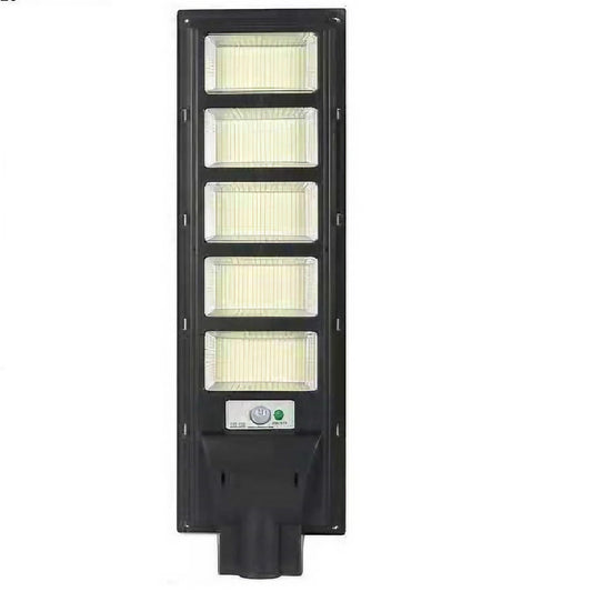 Lampa solara stradala Selexmo, cu telecomanda, senzor de miscare si lumina, suport prindere, 240 LED-uri, IP65, ABS, 12AH, 250W, temperatura culoare 6500K, 70x18.8x5 cm, autonomie 10-12 ore, negru