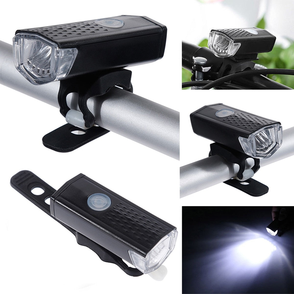 Far cu LED proiector pentru bicicleta\trotineta, reincarcabil, cablu USB inclus, 3 moduri de lumina, IPX4, Negru, 6.5x2.9x2.3 cm