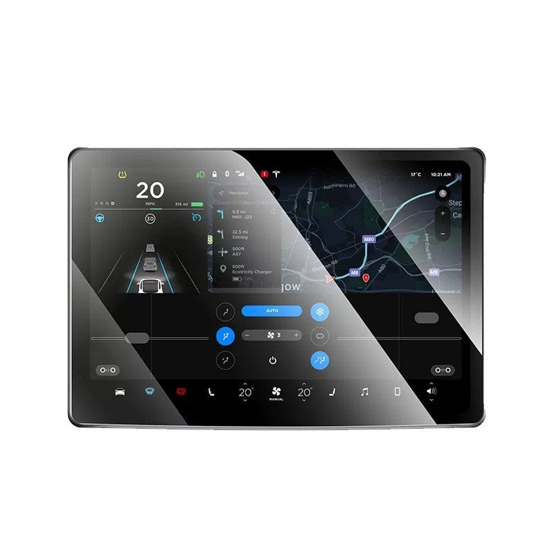 Folie de Sticla Securizata, Compatibila cu Tesla Model 3 / Tesla Model Y, Ecran Frontal, 4K Ultra HD, Anti-amprenta, 2.5D, Transparent