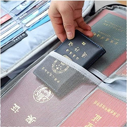 Geanta selexmo pentru Depozitare Acte si Documente, Facturi, Carduri, cu Cod de Securitate, 5 Compartimente, Impermeabila, 37 x 20 x 27 cm, Gri