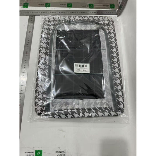 Cutie Depozitare cu Cadru Metalic, selexmo, pentru Incaltaminte, Haine, Lingerie, Fermoar Calitativ, Fereastra Transparenta, Manere Laterale, 40 x 30 x 15 cm, Alb Negru