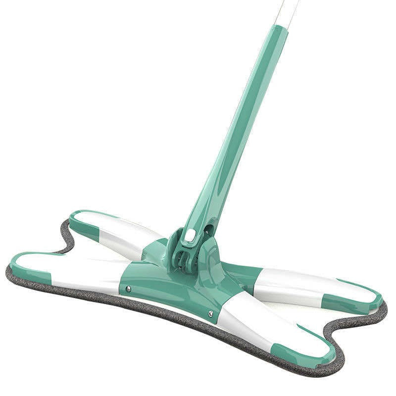Mop Plat cu Laveta din Microfibra, selexmo, Pentru Uz Casnic, Sistem de Stoarcere X, Tija Telescopica 140 cm, Rotire 360°,38 x 140 cm, Verde