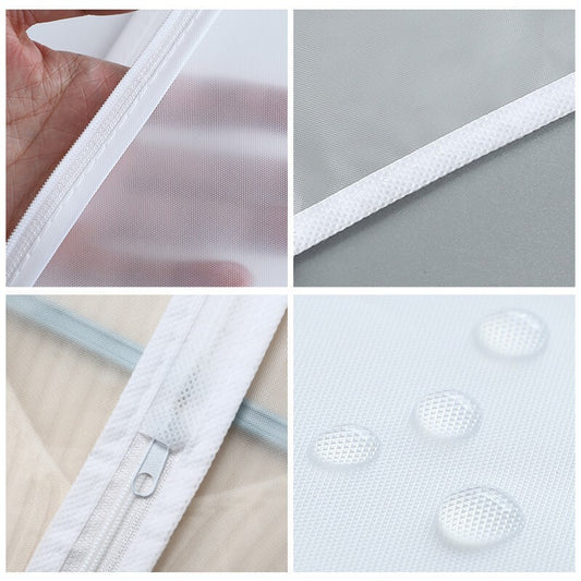 Set 5 Husa de Depozitare cu Fermoar, selexmo, pentru Haine, de Protectie, pentru Voiaj, Netesut, Rezistent la Praf, 60x140 cm, Transparent-Alb