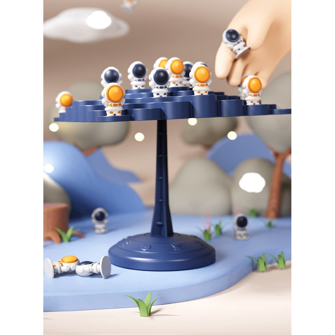 Joc Interactiv, Astronauti in Echilibru, +3 Ani, din Plastic, 50 de Pioni, Placa de Echilibru, Roata cu Pedepse, Zar