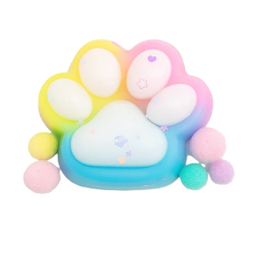 Jucarie Antistres Squishy, selexmo, cu Revenire Lenta, Labuta de Pisica Pufoasa, 7.5 cm, Ambalaj Transparent, Model 27058, Multicolor