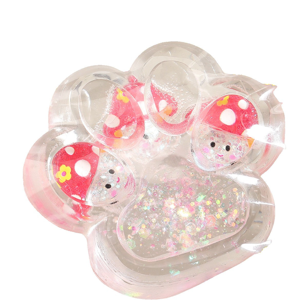 Jucarie Antistres Squishy, selexmo, Labuta de Pisica Pufoasa, cu Revenire Lenta, 7 x 6.5 cm, Model Ciuperca, Multicolor