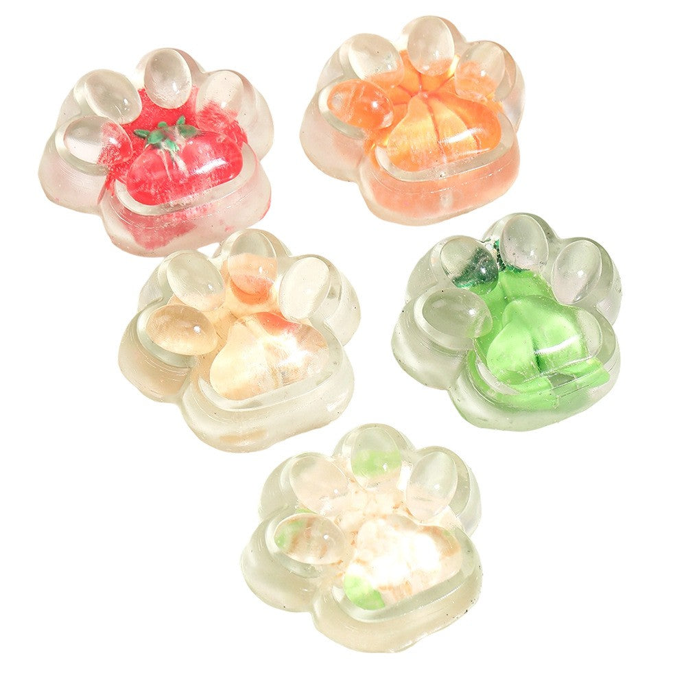 Jucarie Antistres Squishy, selexmo, Labuta de Pisica Pufoasa, cu Revenire Lenta, 7 x 6.5 cm, Model Legume, Multicolor