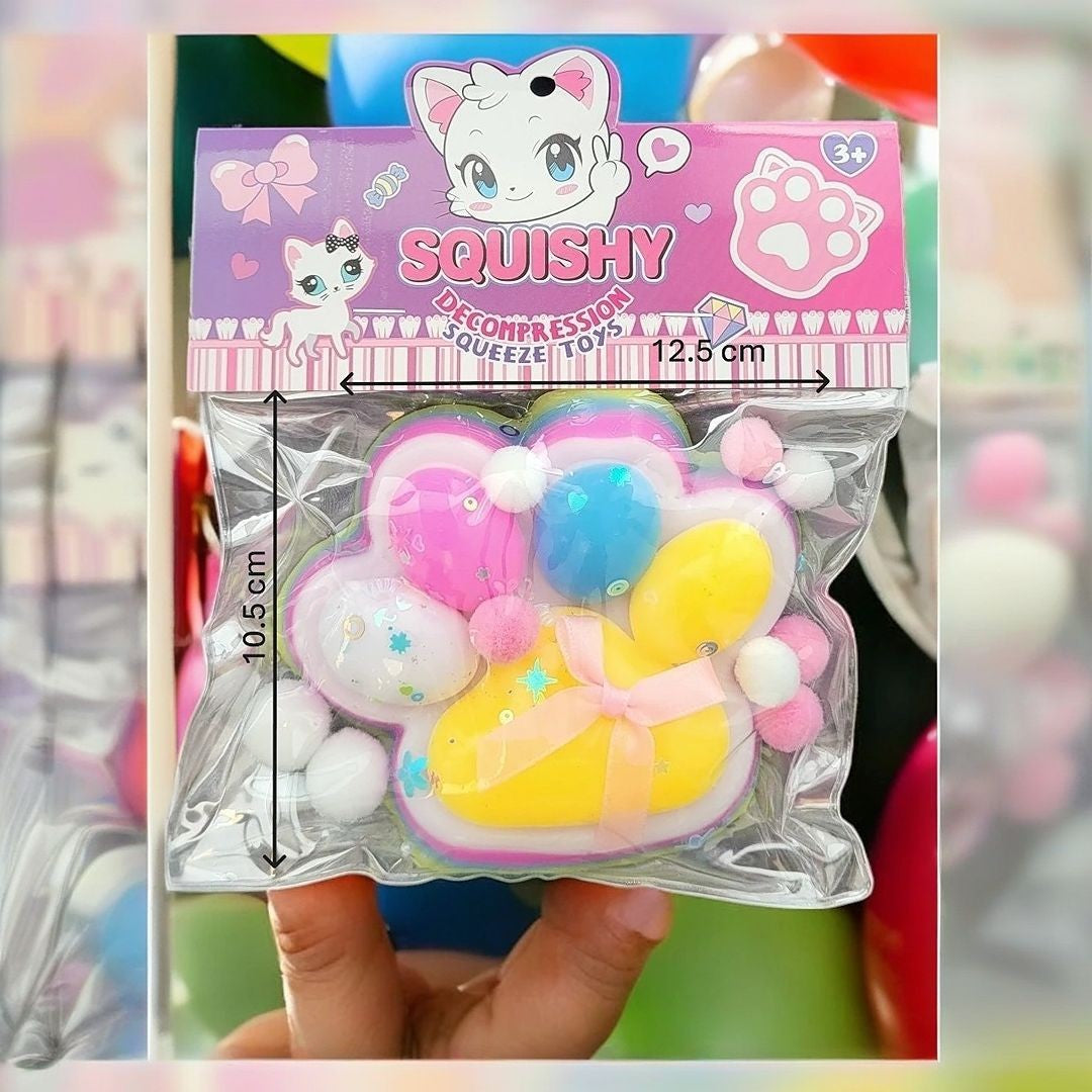 Jucarie Antistres Squishy, selexmo, cu Revenire Lenta, Squeeze Pinch Family, Model Cat Paw, 12.5x10.5 cm, 220g, Ambalaj Transparent, Model 4, Multicolor