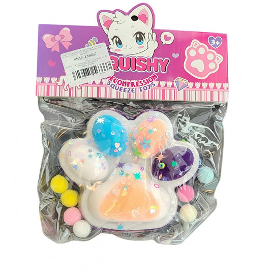 Jucarie Antistres Squishy, selexmo, cu Revenire Lenta, Squeeze Pinch Family, Model Cat Paw, 12.5x10.5 cm, 220g, Ambalaj Transparent, Model 8, Multicolor