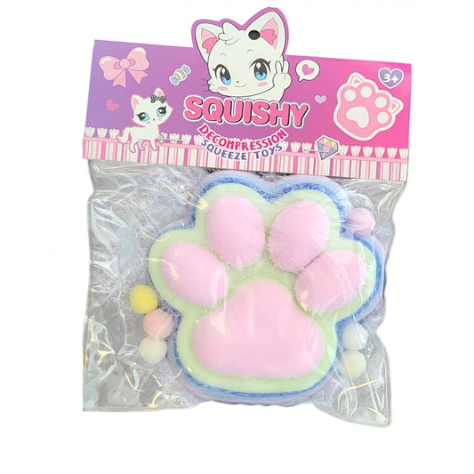 Jucarie Antistres Squishy, selexmo, cu Revenire Lenta, Squeeze Pinch Family, Model Cat Paw, 12.5x10.5 cm, 220g, Ambalaj Transparent, Model 9, Multicolor