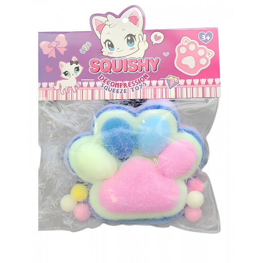 Jucarie Antistres Squishy, selexmo, cu Revenire Lenta, Squeeze Pinch Family, Model Cat Paw, 12.5x10.5 cm, 220g, Ambalaj Transparent, Model 3, Multicolor