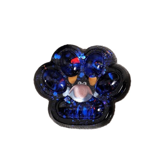 Jucarie Antistres Squishy, selexmo, cu Revenire Lenta, Squeeze Pinch Family, Model Cat Paw, 6.5 x 6 cm, din Tpr, 4-6 Ani, Model 3 Vietati Marine, Negru cu Insertii